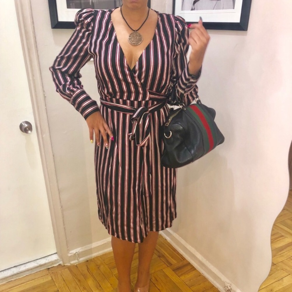 Gorgeous Pinstripe red black Wrap dress office/…